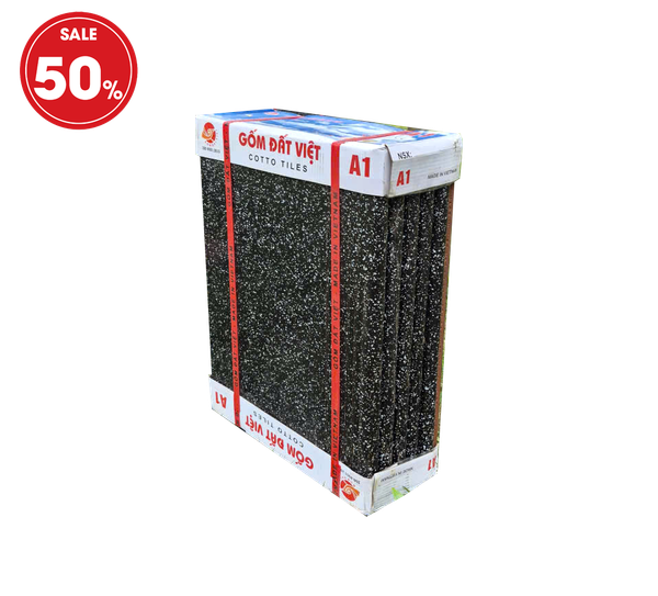 GẠCH BẬC THỀM 400x300MM COTTO GRANITE ĐEN CHẤM BI TRẮNG A1