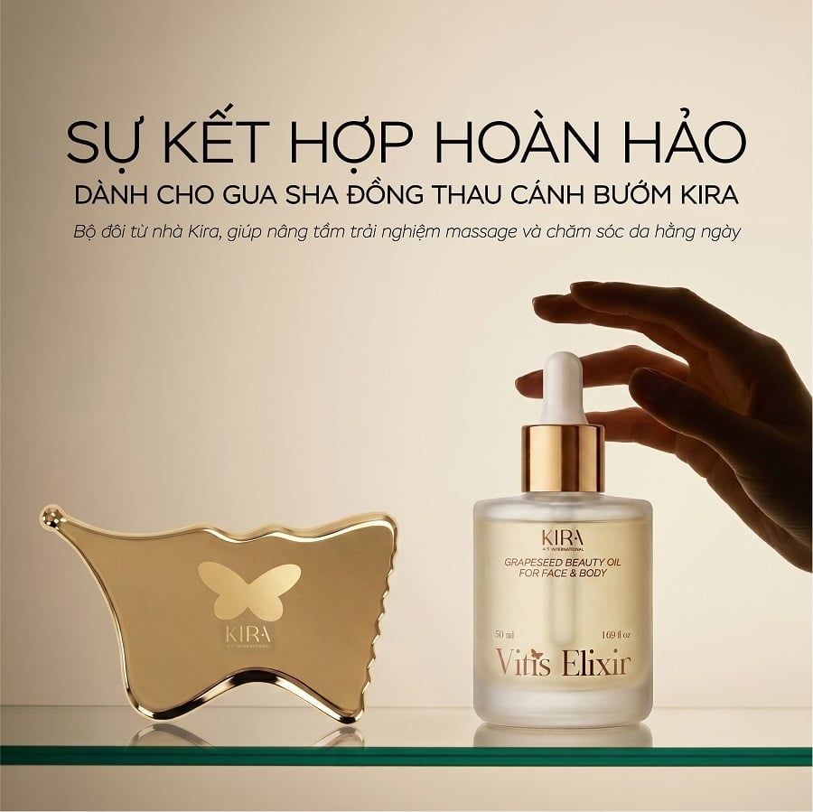  KIRA Vitis Elixir – Tinh dầu dưỡng da & massage mặt, cơ thể, thải độc hệ bạch huyết Phù hợp sử dụng với gua sha và dụng cụ massage 