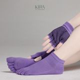  Combo Găng Tay + Tất 5 Ngón Nữ Chống Trượt Tập Yoga, Gym, Pilates – Co Giãn, Thoáng Khí 