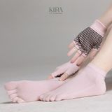 Combo Găng Tay + Tất 5 Ngón Nữ Chống Trượt Tập Yoga, Gym, Pilates – Co Giãn, Thoáng Khí 
