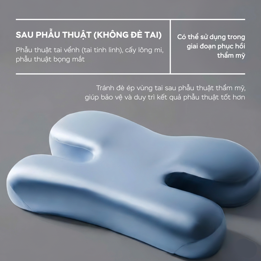  Gối công thái học H-Shape chống hình thành nếp nhăn cổ và nếp nhăn mặt khi ngủ, chống đau mỏi cổ vai gáy, hỗ trợ đốt sống cổ mang lại giấc ngủ sâu thoải mái, chất liệu cao su non và lụa băng cao cấp 