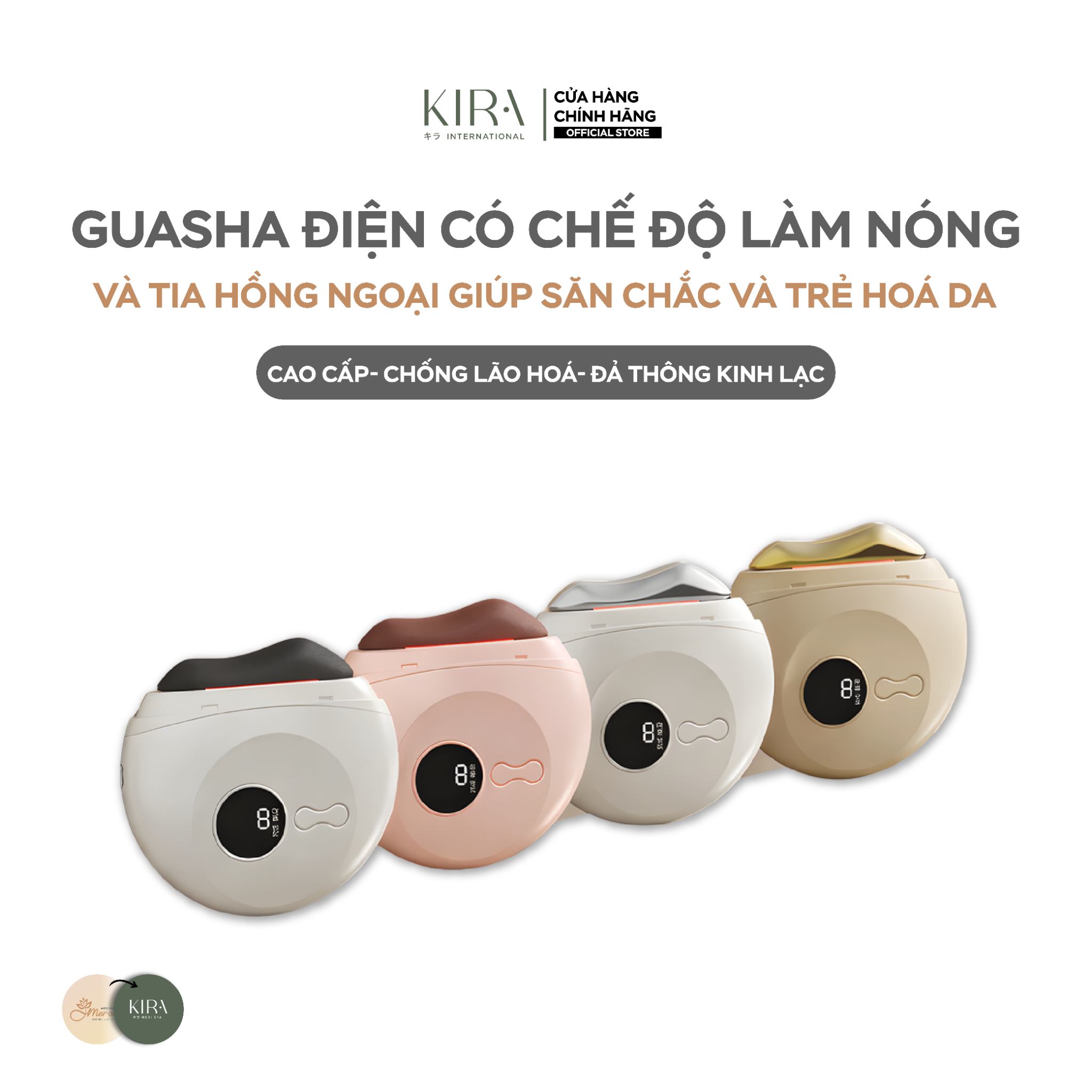  Guasha điện có chế độ làm nóng và tia hồng ngoại giúp săn chắc và trẻ hoá da 