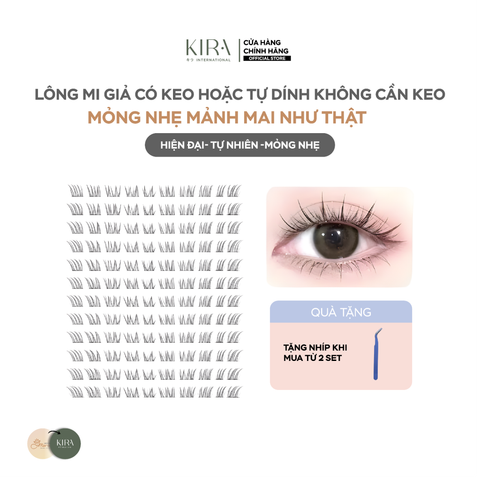  Lông mi giả có keo hoặc tự dính không cần keo, mỏng nhẹ mảnh mai như thật, tặng nhíp khi mua từ 2 set 