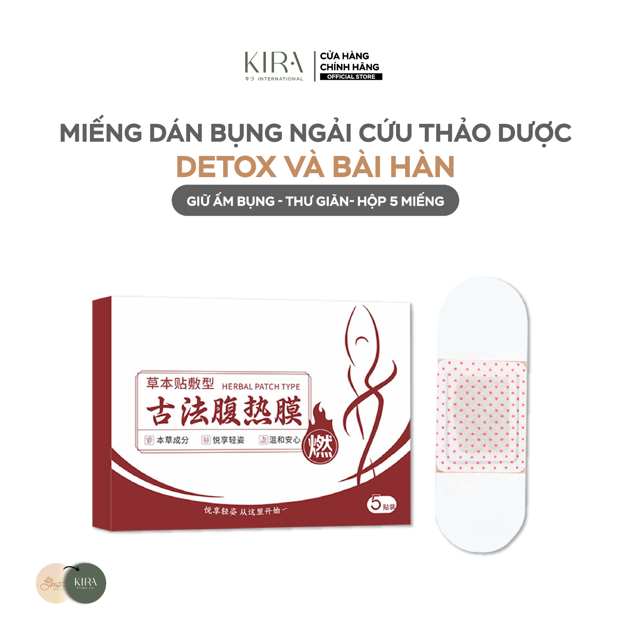  Miếng dán bụng ngải cứu thảo dược detox và bài hàn, giữ ấm bụng 