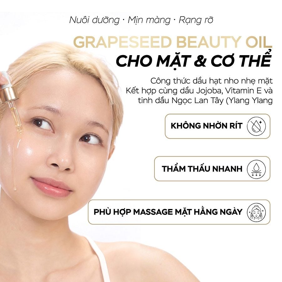  KIRA Vitis Elixir – Tinh dầu dưỡng da & massage mặt, cơ thể, thải độc hệ bạch huyết Phù hợp sử dụng với gua sha và dụng cụ massage 
