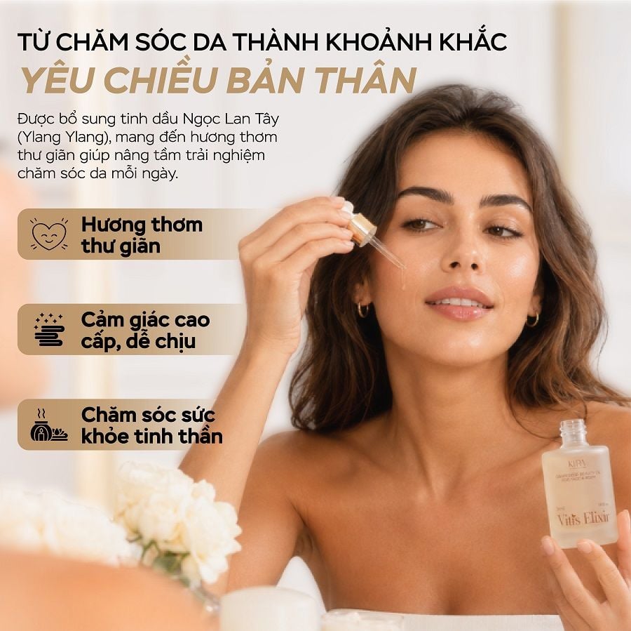  KIRA Vitis Elixir – Tinh dầu dưỡng da & massage mặt, cơ thể, thải độc hệ bạch huyết Phù hợp sử dụng với gua sha và dụng cụ massage 