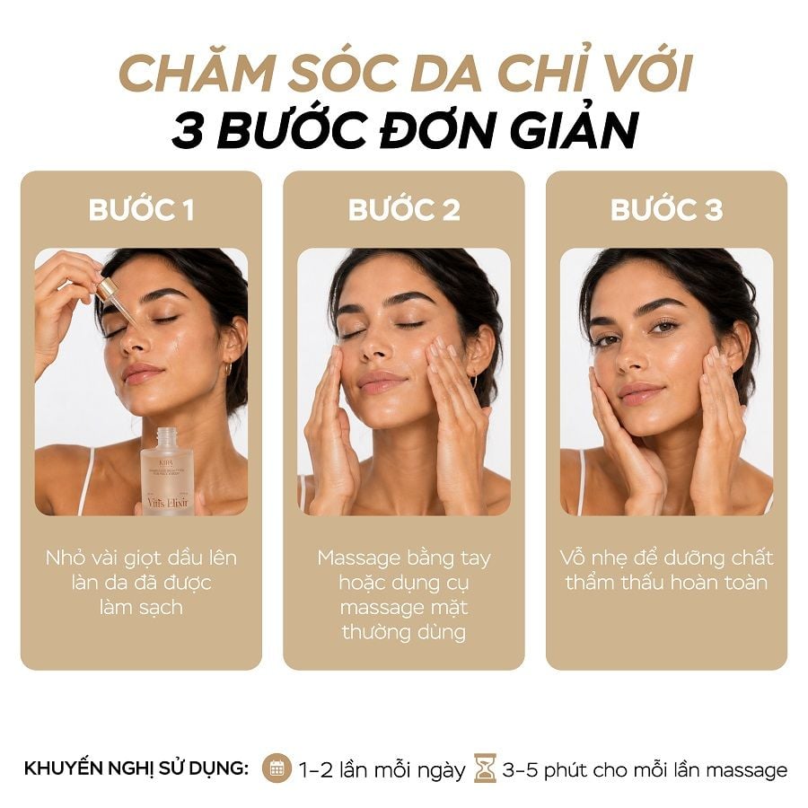 KIRA Vitis Elixir – Tinh dầu dưỡng da & massage mặt, cơ thể, thải độc hệ bạch huyết Phù hợp sử dụng với gua sha và dụng cụ massage 