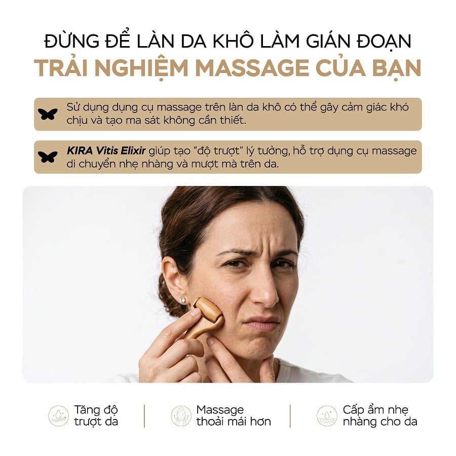  KIRA Vitis Elixir – Tinh dầu dưỡng da & massage mặt, cơ thể, thải độc hệ bạch huyết Phù hợp sử dụng với gua sha và dụng cụ massage 