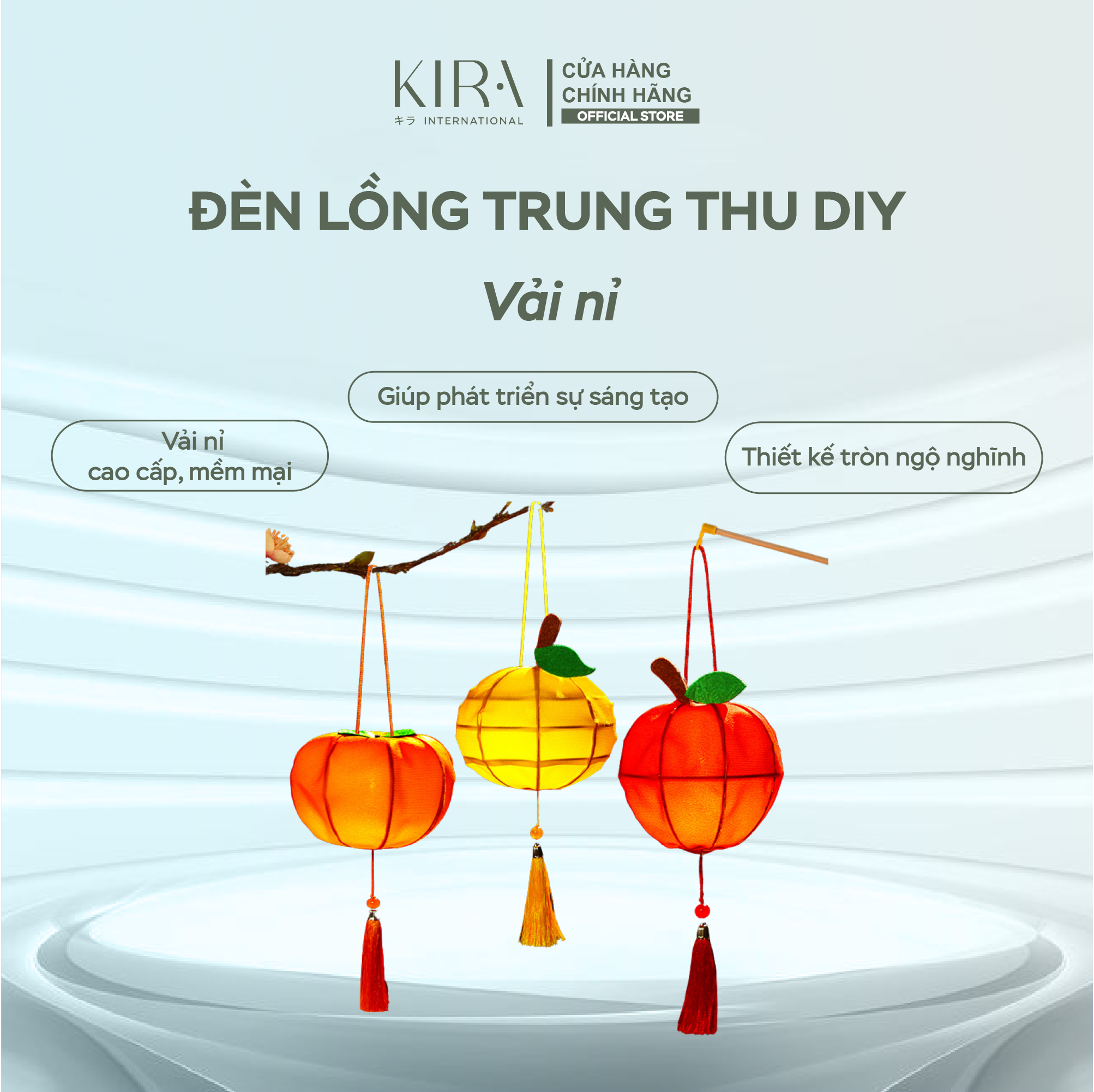  Đèn lồng trung thu DIY vải nỉ – đèn lồng treo cầm tay hình quả dễ thương cho bé 
