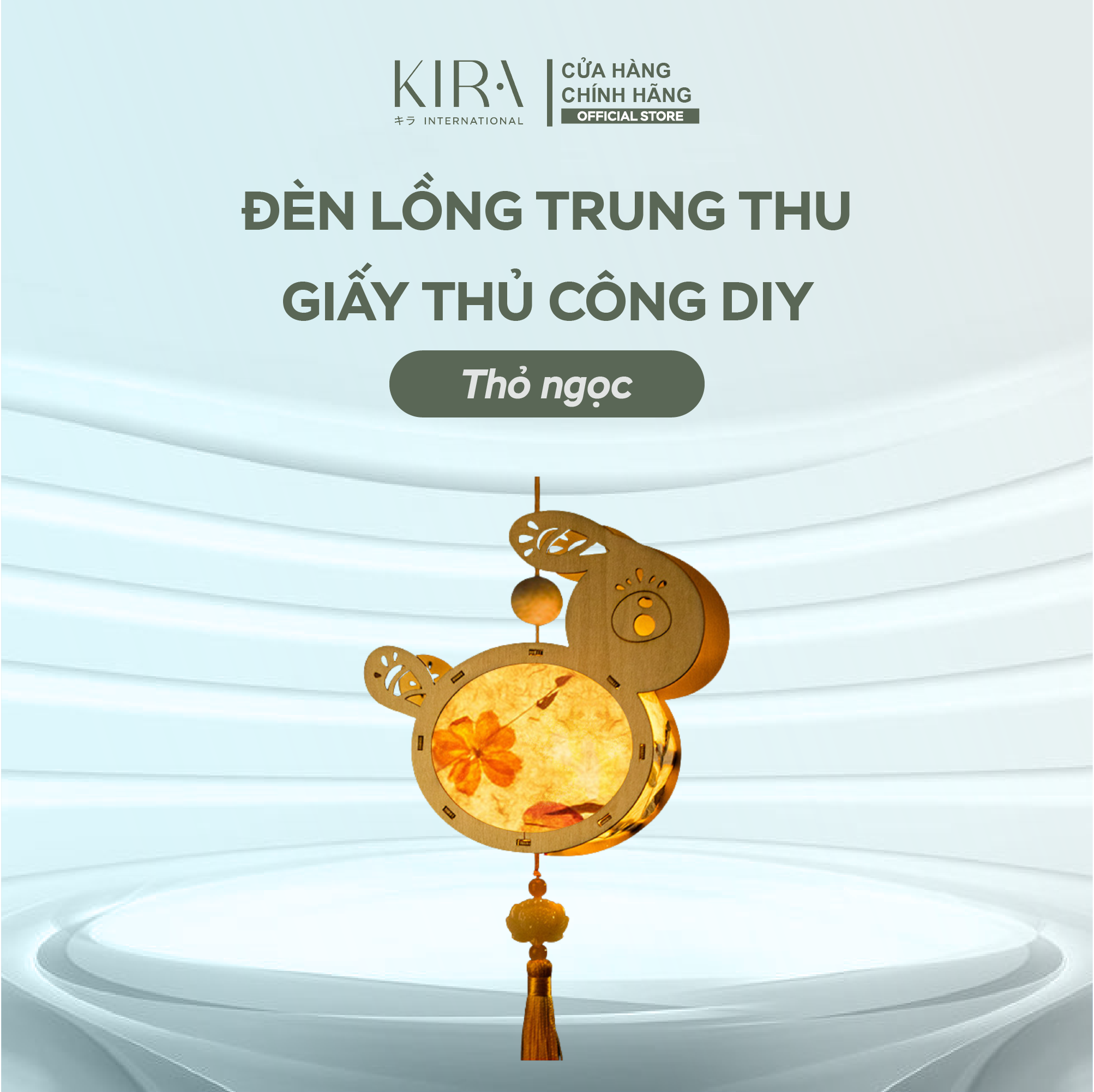  Đèn lồng trung thu giấy thủ công DIY – đèn lồng gỗ thỏ trăng hoa phong cách cổ điển cho bé 