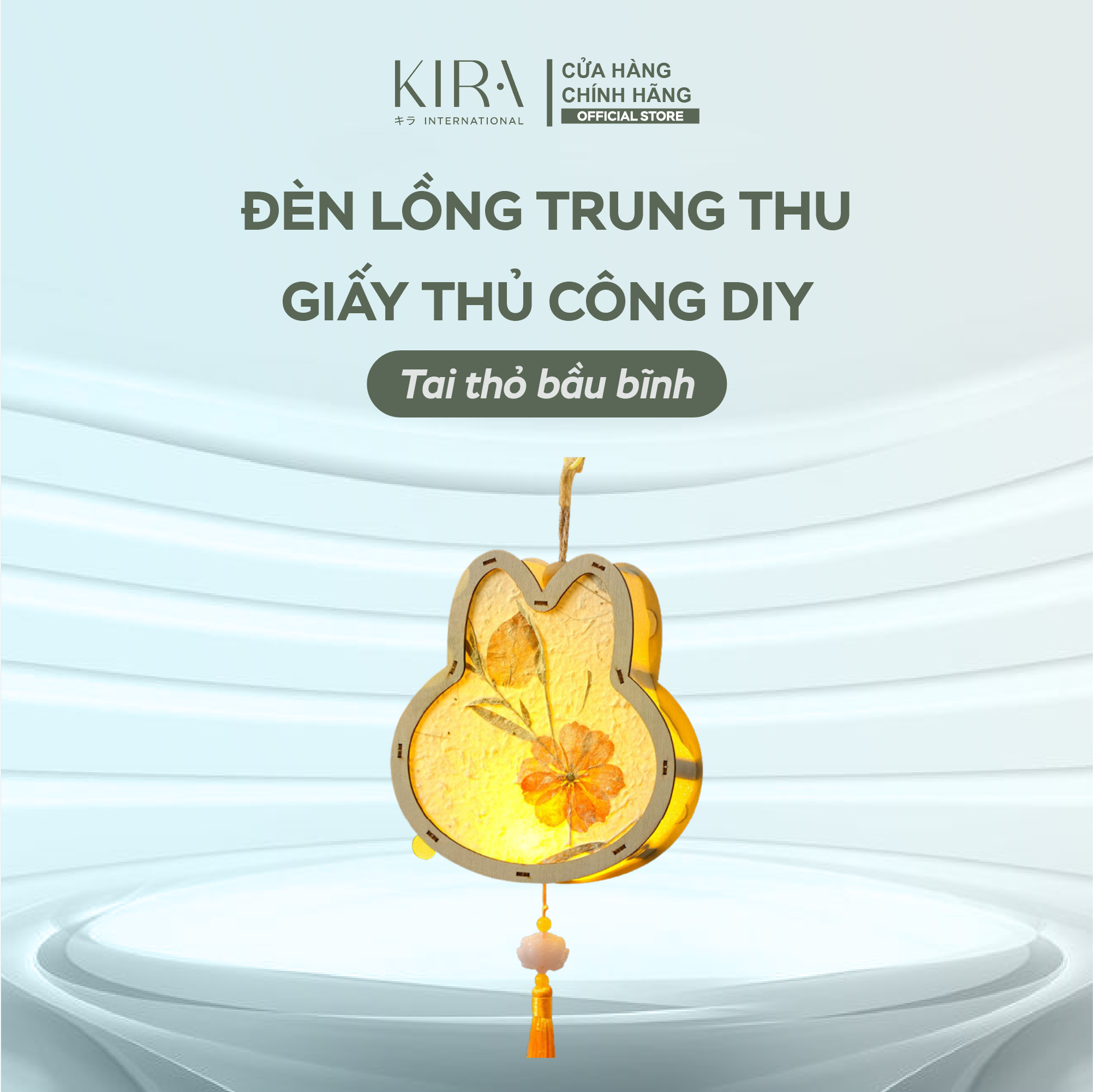  Đèn lồng trung thu giấy thủ công DIY – đèn lồng gỗ thỏ trăng hoa phong cách cổ điển cho bé 