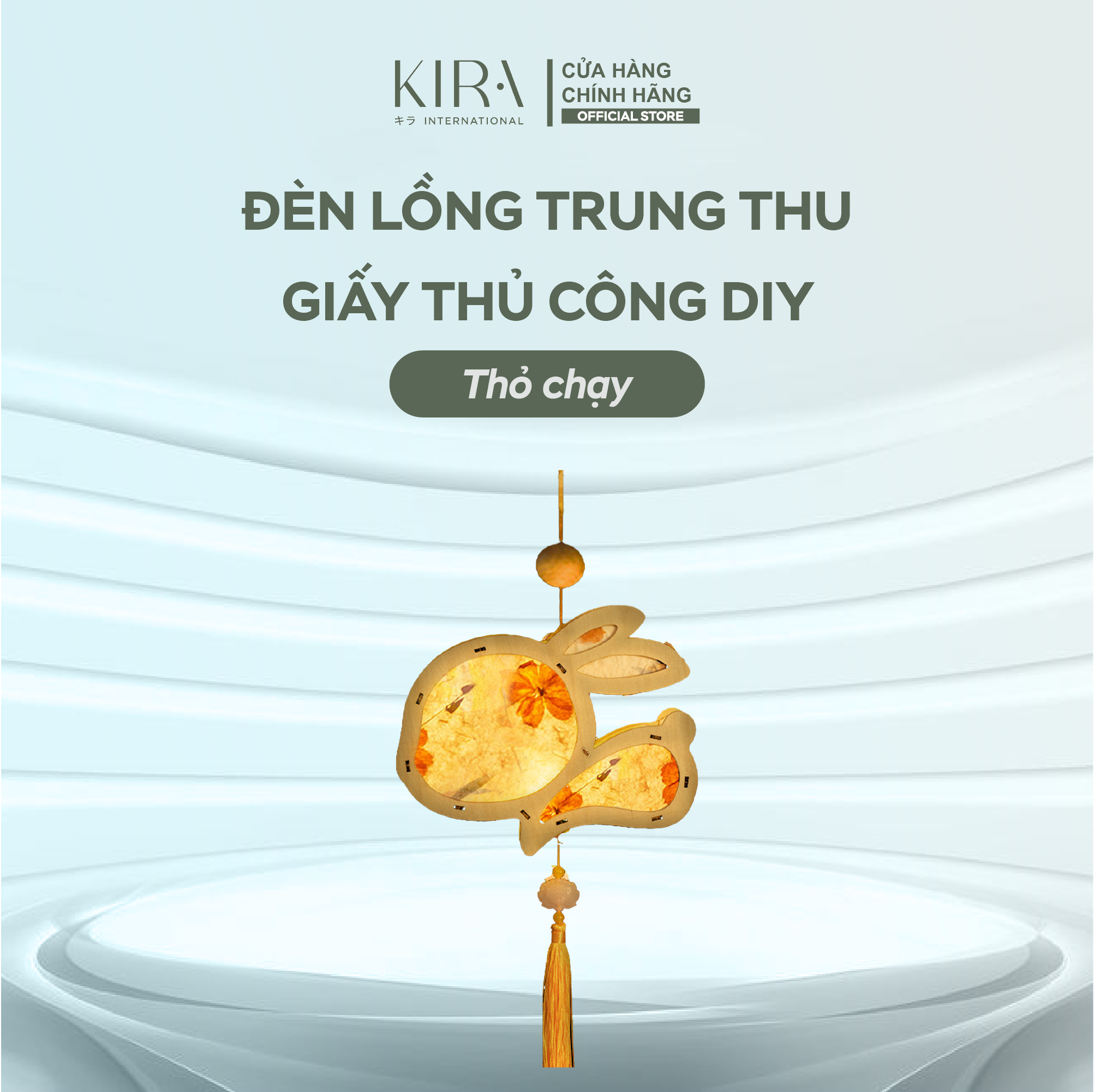  Đèn lồng trung thu giấy thủ công DIY – đèn lồng gỗ thỏ trăng hoa phong cách cổ điển cho bé 