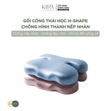  Gối công thái học H-Shape chống hình thành nếp nhăn cổ và nếp nhăn mặt khi ngủ, chống đau mỏi cổ vai gáy, hỗ trợ đốt sống cổ mang lại giấc ngủ sâu thoải mái, chất liệu cao su non và lụa băng cao cấp 