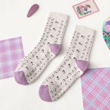  Tất Len Dài Nữ Giữ Ấm Mùa Đông – Nhiều Màu Nhiều Mẫu Dễ Thương, Họa Tiết Gấu Cây Caro 