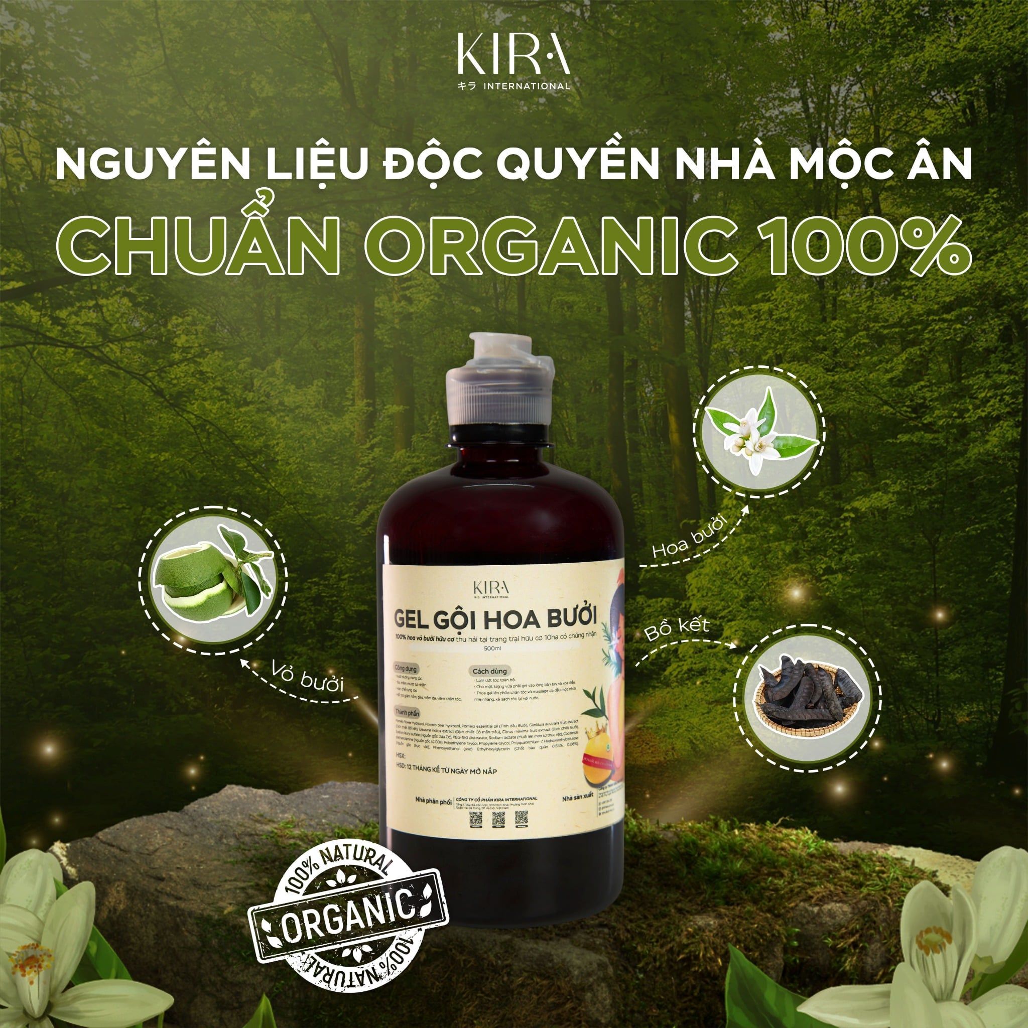  Gel gội hoa bưởi hữu cơ Mộc Ân nuôi dưỡng và chữa lành nang tóc 500ml 