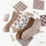  Tất Len Dài Nữ Giữ Ấm Mùa Đông – Nhiều Màu Nhiều Mẫu Dễ Thương, Họa Tiết Gấu Cây Caro 