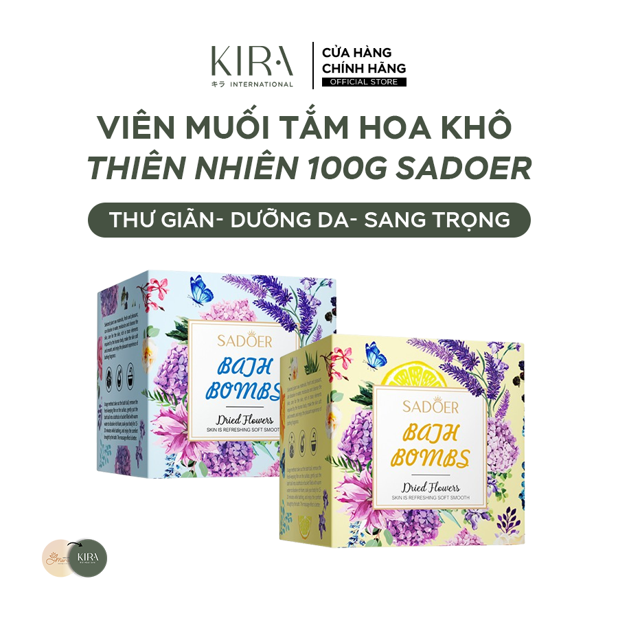  Viên Muối Tắm Hoa Khô Thiên Nhiên 100g SADOER – Làm Sạch, Thơm Dịu, Tẩy tế bào chết, Làm sáng mịn da - Dùng Tắm Bồn 