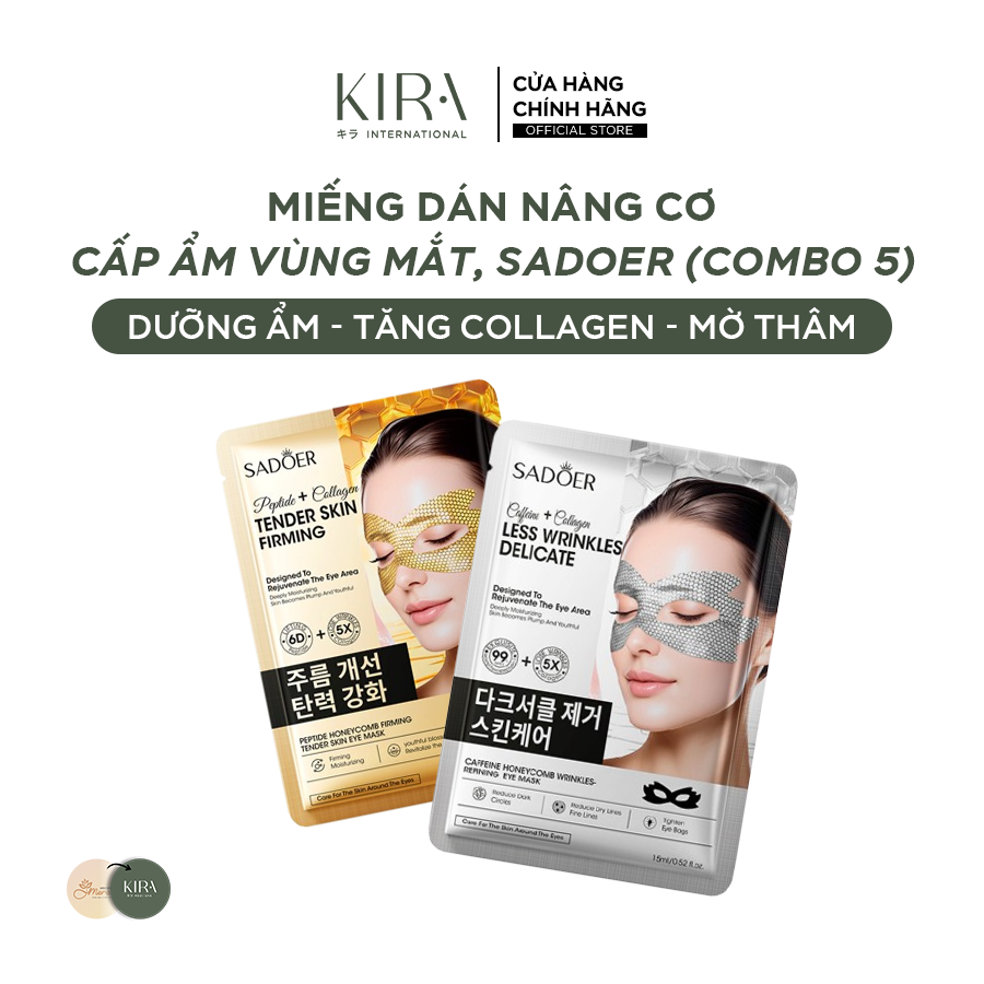  Combo 5 Miếng dán nâng cơ cấp ẩm vùng mắt, SADOER – dưỡng ẩm, làm mềm và săn chắc da 