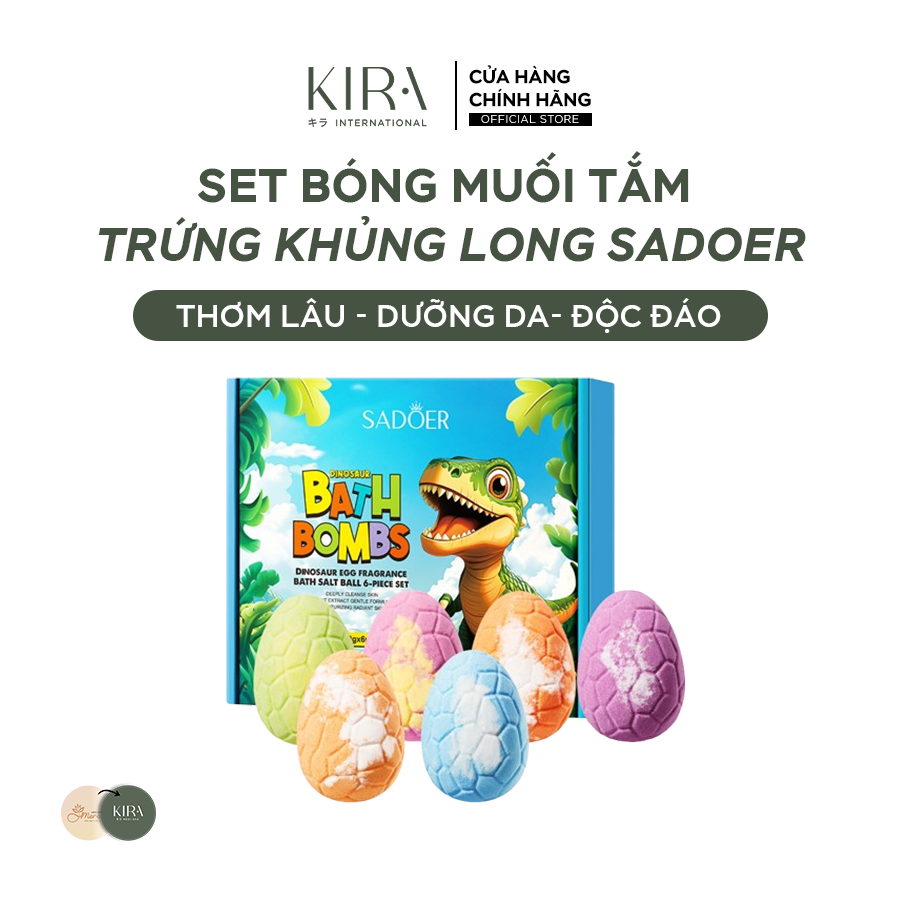  Set bóng muối tắm trứng khủng long SADOER, muối tắm làm sạch dịu nhẹ, an toàn thân thiện với da, quà tặng dễ thương đặc biệt cho bé trai 