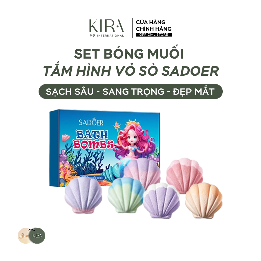  Set bóng muối tắm hình vỏ sò SADOER, muối tắm làm sạch dịu nhẹ, an toàn thân thiện với da, quà tặng dễ thương đặc biệt cho bé gái 