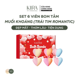  Set 6 viên bom tắm muối khoáng (trái tim romantic) – Bath Bomb Heart Shape – Hộp quà lãng mạn cho Valentine 