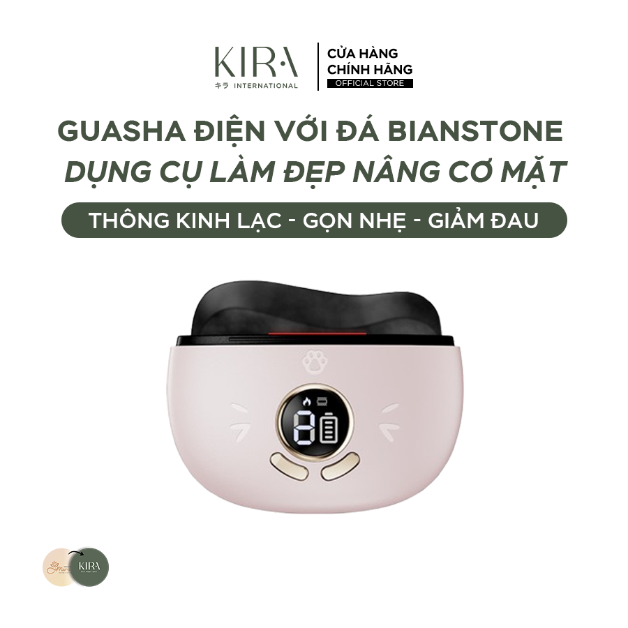  Guasha điện với đá Bianstone dụng cụ làm đẹp nâng cơ mặt, cạo gió, đả thông kinh lạc vai và cổ, chế độ EMS và làm nóng tăng cường hiệu quả 