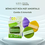  Bông mút rửa mặt Amortals giọt nước 2 mặt 