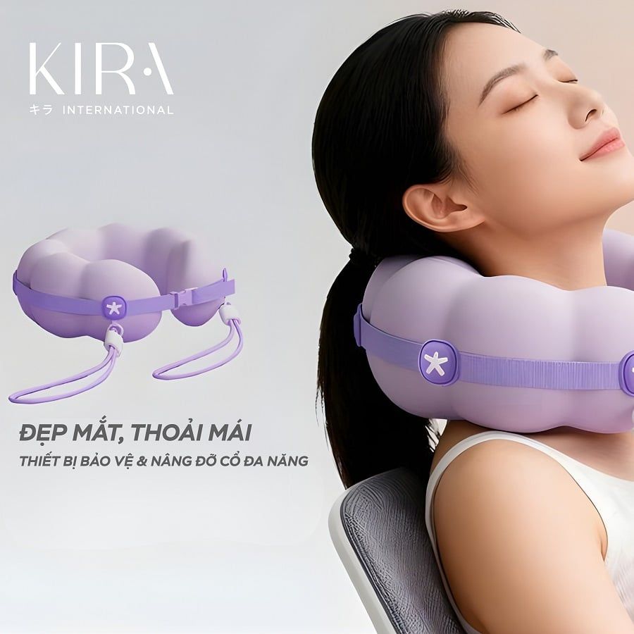  Gối MÂY - gối chữ U mềm mại gọn nhẹ tiện mang theo khi du lịch, ngủ trưa văn phòng, tặng dây đeo chéo phong cách và thời trang 