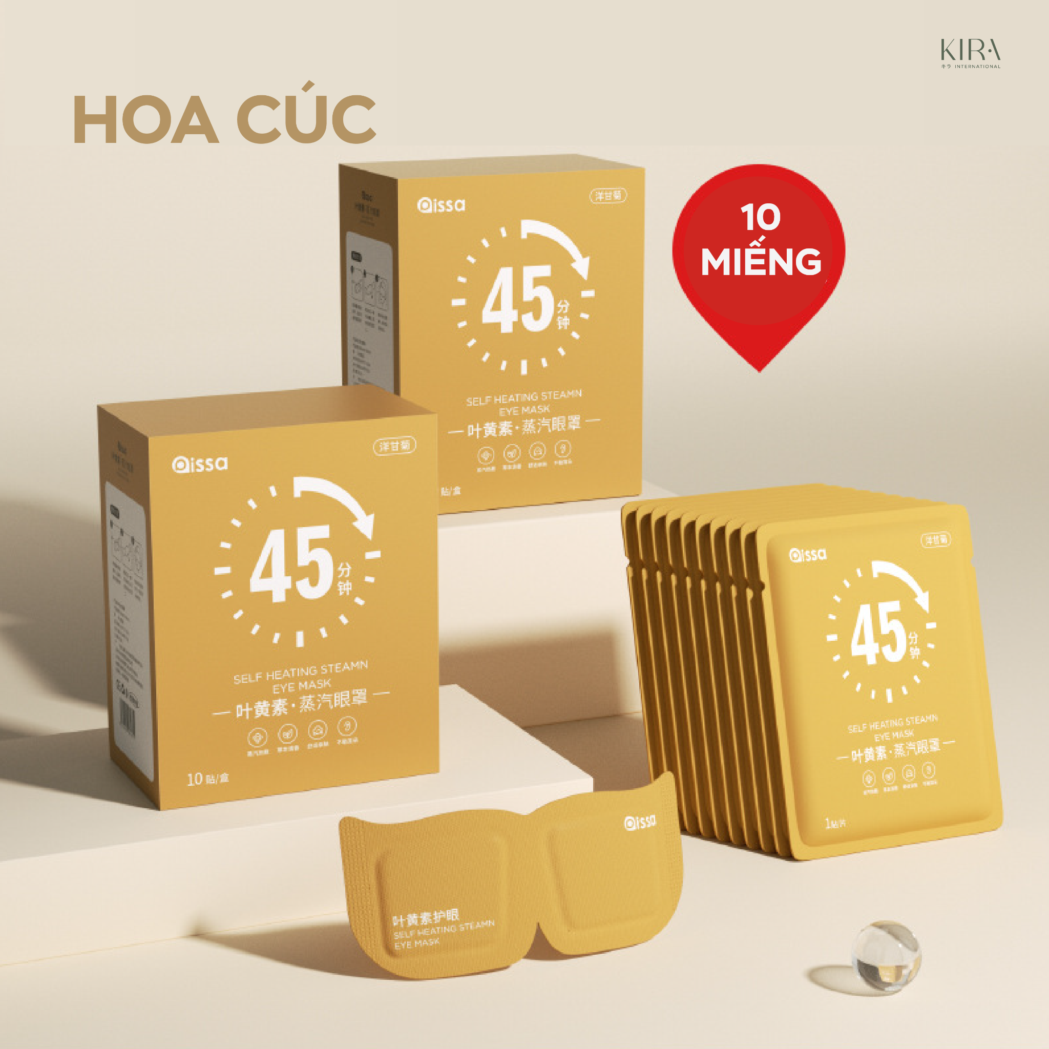  Mặt nạ ngủ hơi nước, chườm nóng Lutein 45' giảm mỏi mắt, quầng thâm hộp 10 miếng 