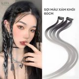  Set 2 lọn tóc giả highlight sợi bấm nhuộm ombre gam màu cá tính dài 60cm 