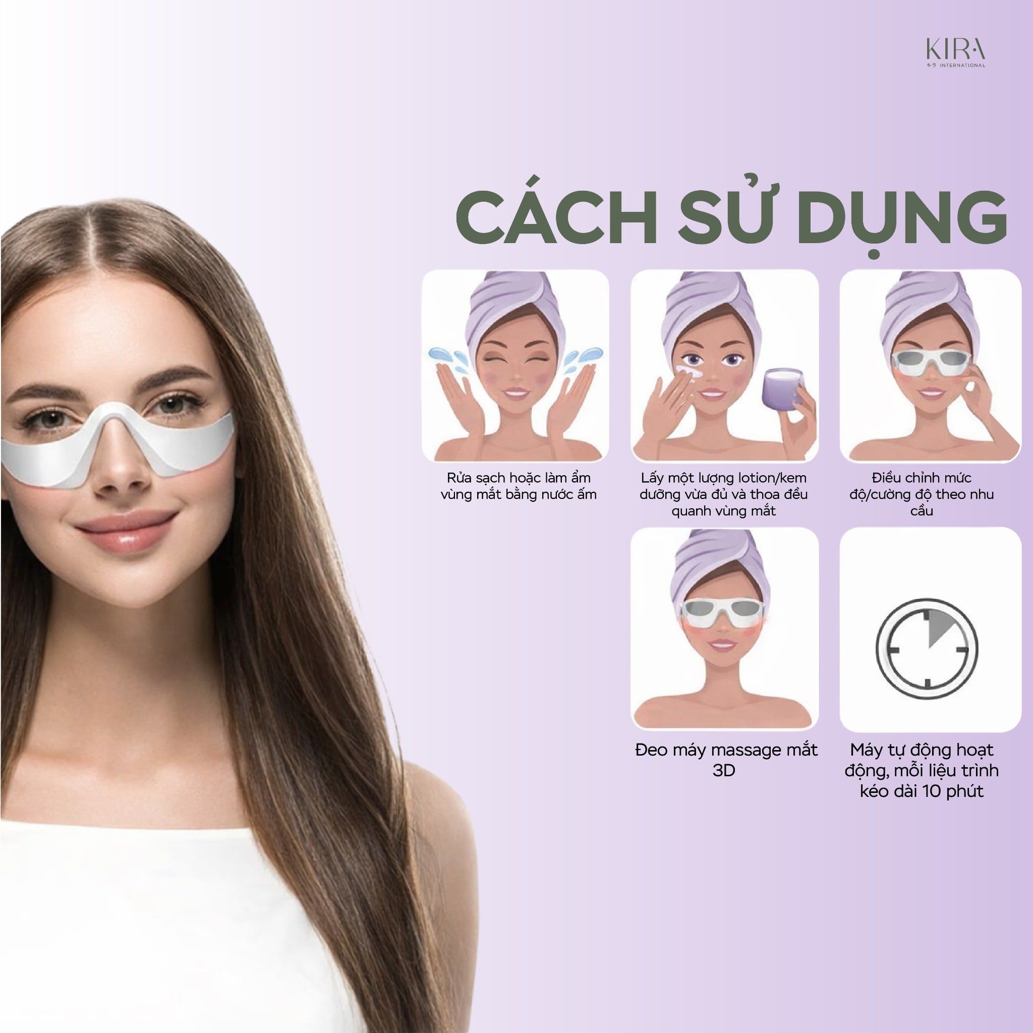  Máy massage EMS ánh sáng đỏ, nhiệt nóng và lạnh làm giảm nhăn và thâm quầng mắt cao cấp 