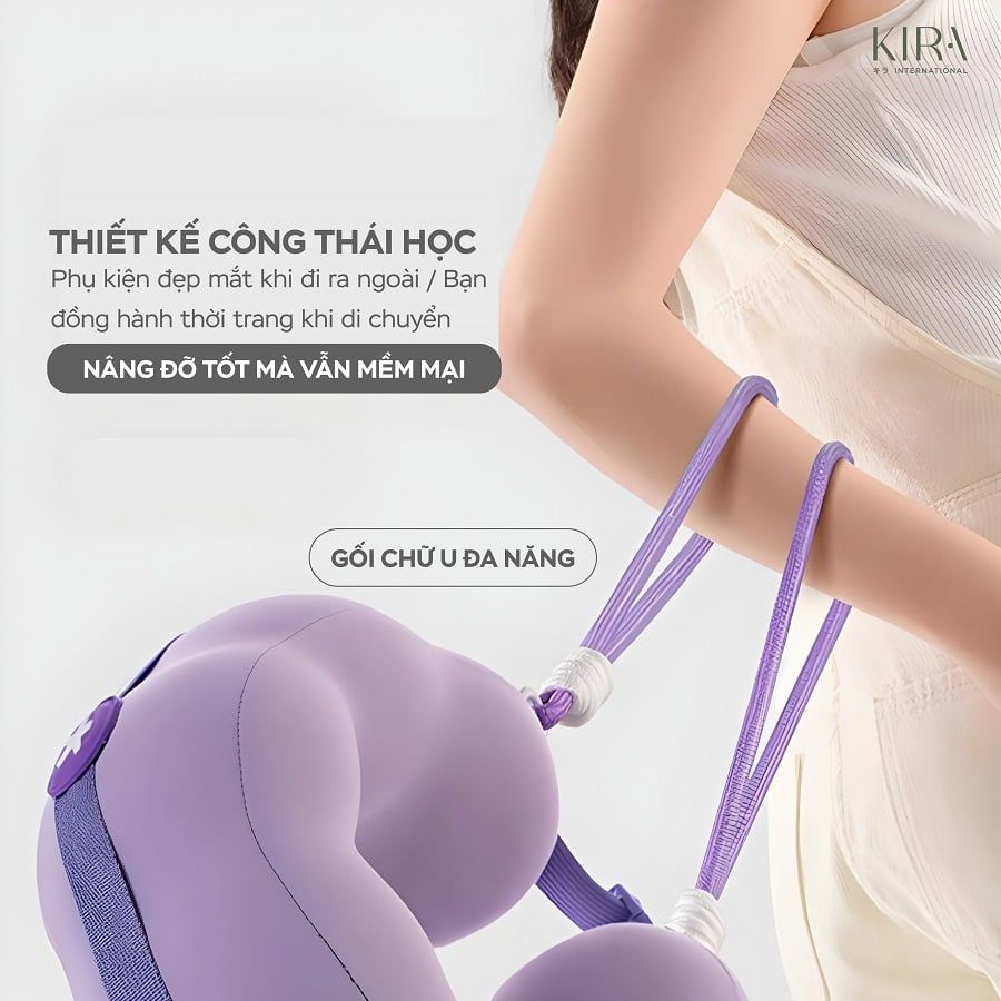  Gối MÂY - gối chữ U mềm mại gọn nhẹ tiện mang theo khi du lịch, ngủ trưa văn phòng, tặng dây đeo chéo phong cách và thời trang 