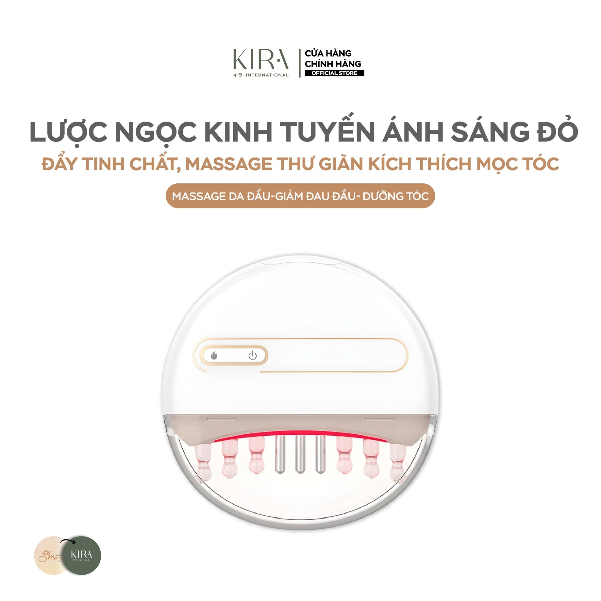  Lược ngọc kinh tuyến ánh sáng đỏ - đẩy tinh chất, massage thư giãn kích thích mọc tóc, thải độc đầu cao cấp 