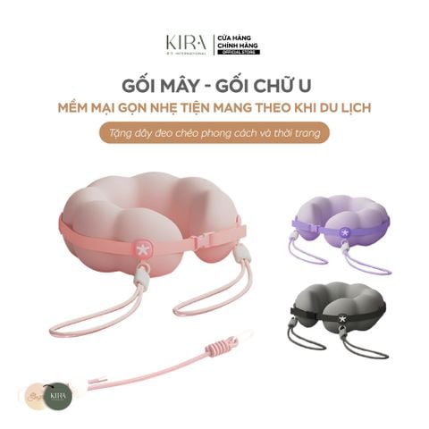  Gối MÂY - gối chữ U mềm mại gọn nhẹ tiện mang theo khi du lịch, ngủ trưa văn phòng, tặng dây đeo chéo phong cách và thời trang 