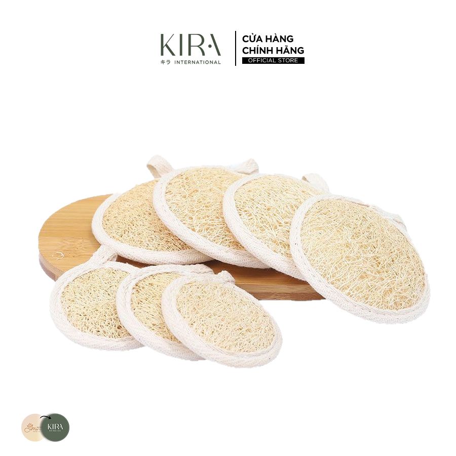  Miếng rửa mặt xơ mướp tự nhiên hình tròn đường kính 8,5cm giúp tẩy tế bào chết, làm sạch sâu, chăm sóc da mặt 