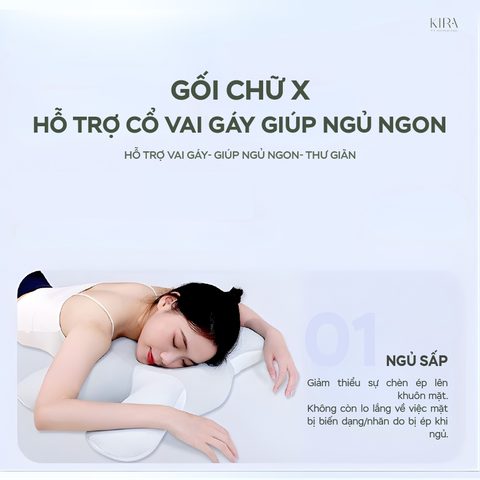  Gối chữ X hỗ trợ cổ vai gáy giúp ngủ ngon 