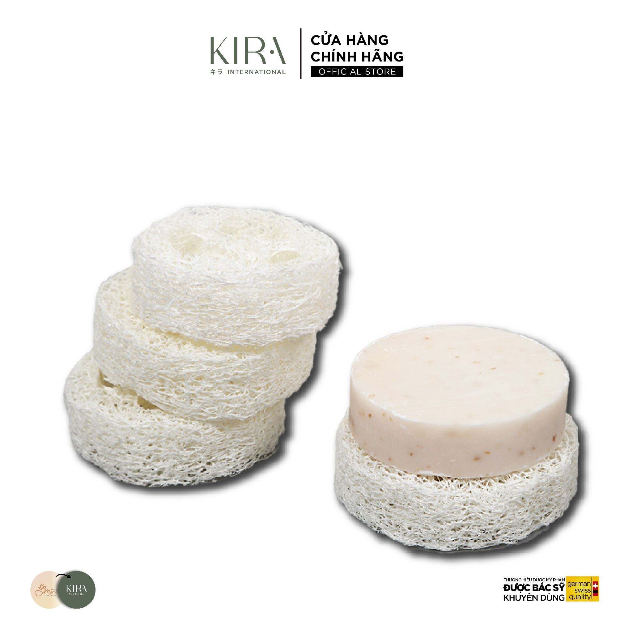  Miếng xơ mướp tắm rửa tẩy tế bào chết thiên nhiên tròn 5-7cm 