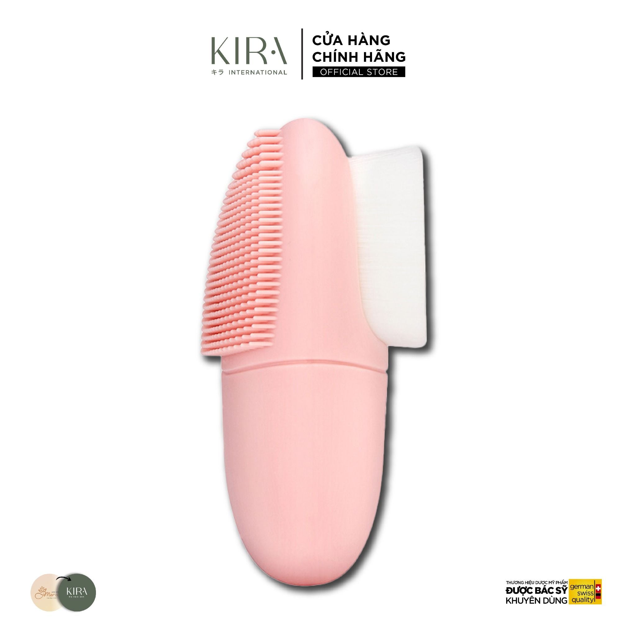  Dụng cụ rửa mặt/massage mặt/chải khô mặt 2 đầu silicone và lông mềm | Bàn chải rửa mặt cầm tay làm sạch sâu - Vàng be 