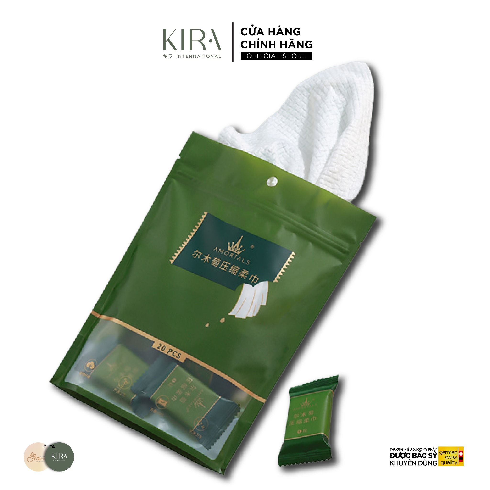  Khăn nén AMORTALS 20 viên mềm mại tiện lợi | Khăn giấy nén mini dùng một lần du lịch, spa, chăm sóc làm sạch da 