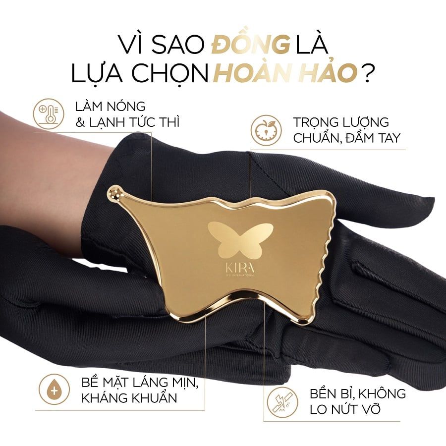  Guasha đồng thau Cánh Bướm KIRA – Dẫn lưu bạch huyết, điêu khắc mặt & cơ thể 