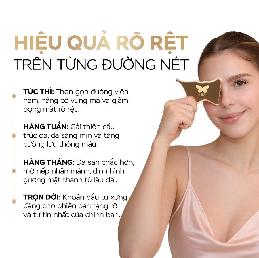  Guasha đồng thau Cánh Bướm KIRA – Dẫn lưu bạch huyết, điêu khắc mặt & cơ thể 