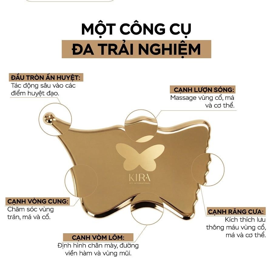  Guasha đồng thau Cánh Bướm KIRA – Dẫn lưu bạch huyết, điêu khắc mặt & cơ thể 