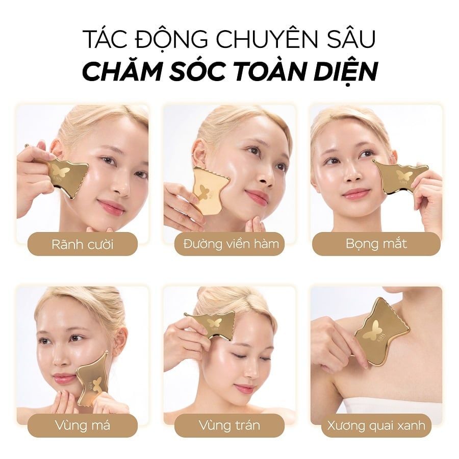  Guasha đồng thau Cánh Bướm KIRA – Dẫn lưu bạch huyết, điêu khắc mặt & cơ thể 