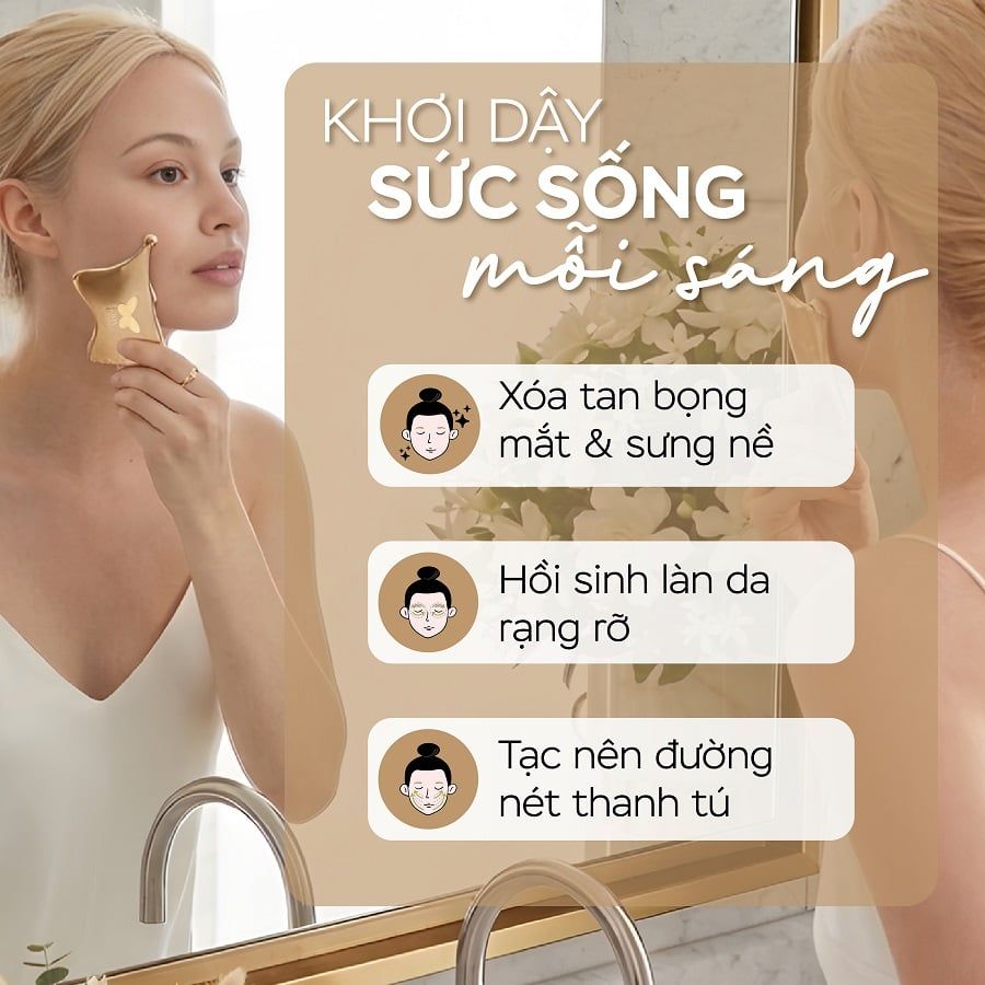  Guasha đồng thau Cánh Bướm KIRA – Dẫn lưu bạch huyết, điêu khắc mặt & cơ thể 