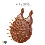  Lược gỗ massage da đầu hình tai thỏ – lược gỗ tròn cầm tay mini 