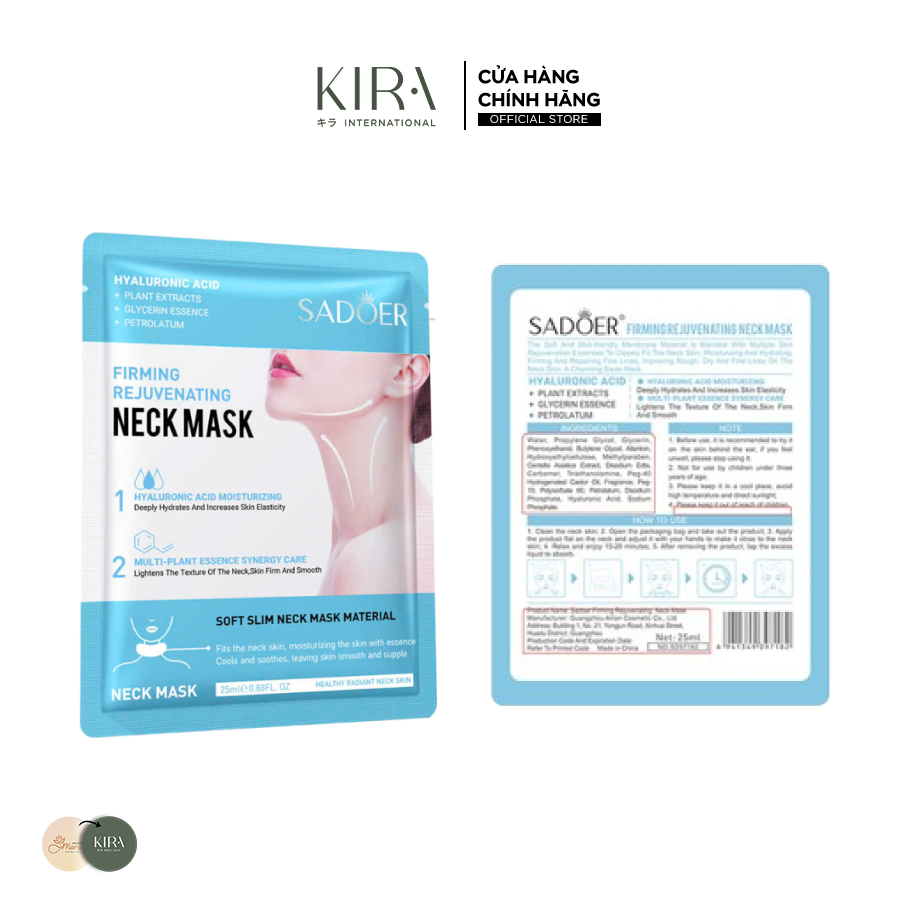  Mặt nạ cổ SADOER – dưỡng ẩm, làm săn chắc và cải thiện nếp nhăn cổ 