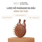  Lược gỗ massage da đầu hình tai thỏ – lược gỗ tròn cầm tay mini 