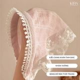  Băng đô ren trắng, khăn đội đầu, khăn tam giác kiểu Pháp, khăn vuông phong cách 