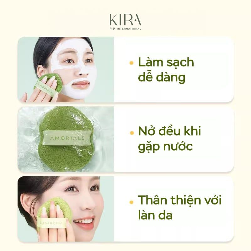  Bông mút rửa mặt Amortals giọt nước 2 mặt 