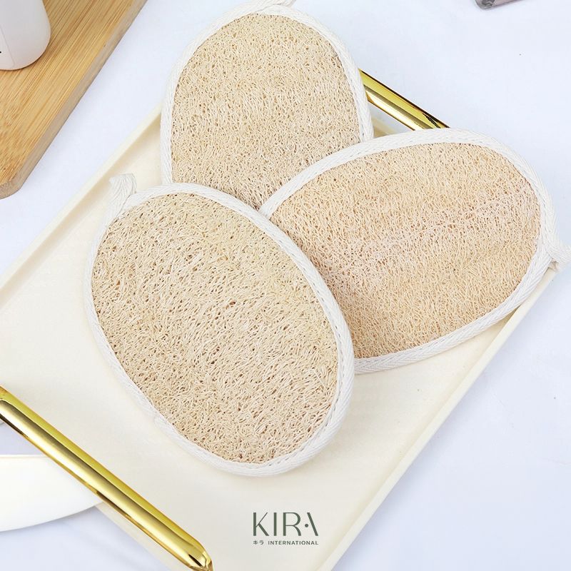  Miếng tắm tẩy da chết bằng xơ mướp tự nhiên hình bầu dục kích thước 12x8cm giúp làm sạch tế bào chết, massage chăm sóc da nhẹ nhàng thư giãn 